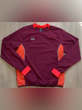 Nike Men's Burgundy Training Sweatshirt with Bright Orange Accents